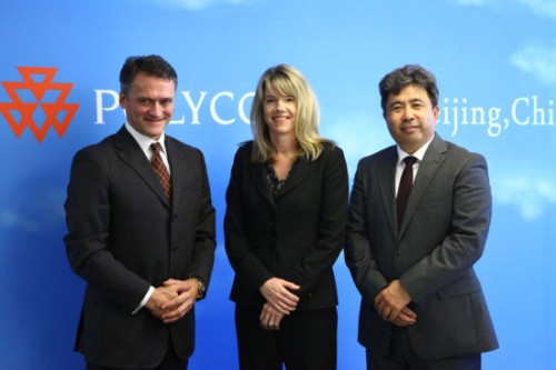 Polycom��̫�^(q��)�����ձȺ����������ޅ^(q��)����Hansjoerg Wagner (��һ)��Polycomȫ���N�ۈ�(zh��)�и�����Tracey Newell(����)��Polycom�Ї��^(q��)����(j��ng)�����(��һ)